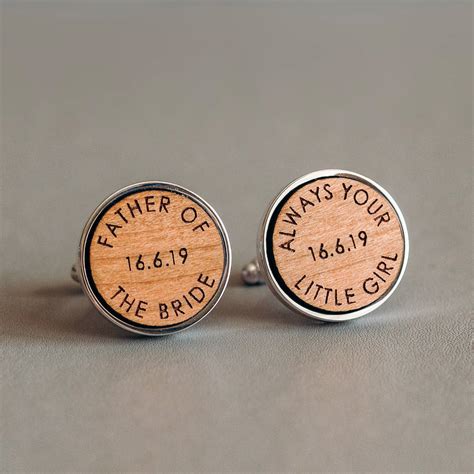 Father Of The Bride Wooden Wedding Date Cufflinks By The Drifting Bear Co | notonthehighstreet.com