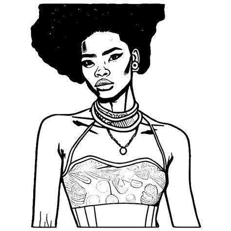 Blasian Fashion Model Coloring Page · Creative Fabrica