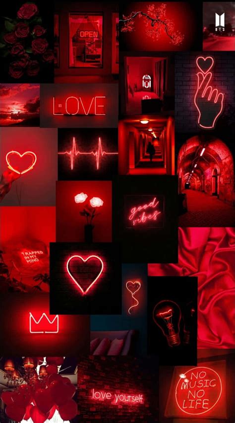 Download Black Red Neon Collage Aesthetic Wallpaper | Wallpapers.com