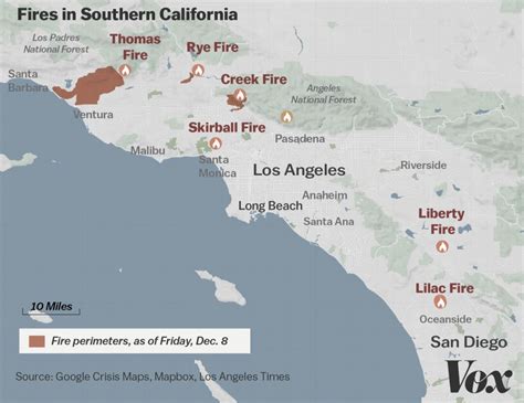 Map: Where Southern California's Massive Blazes Are Burning - Vox - Riverside California Fire ...