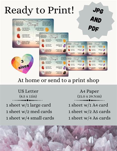 Crystal Meaning Cards Printable Set of 9 Cards That Lists - Etsy