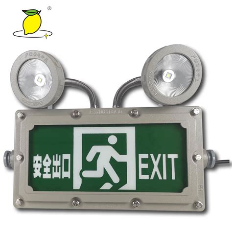 Explosion Proof LED Emergency Lighting Fire Exit Signs With Twin Spotlight