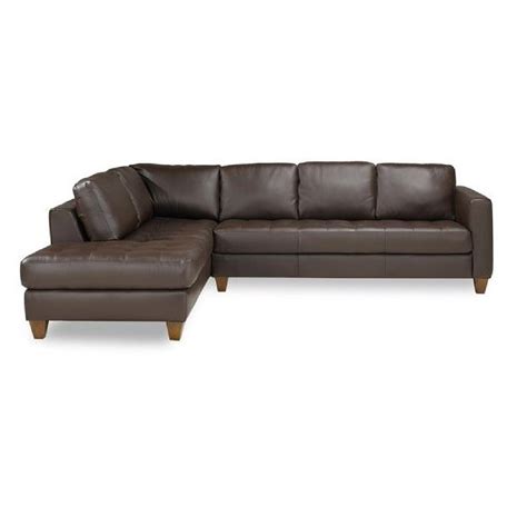 Macy's Brown Leather 2-Piece Sectional Sofa - AptDeco