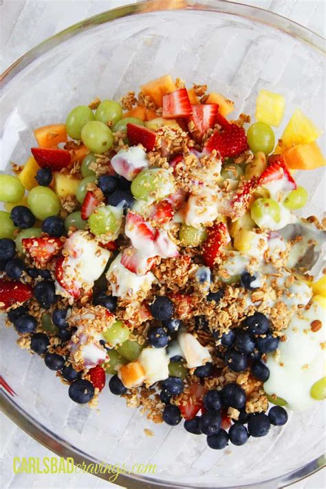 EASY Key Lime Honey Almond Granola Fruit Salad - Carlsbad Cravings