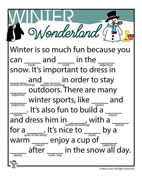 Winter Ad Libs Fill in the Blanks Stories | Woo! Jr. Kids Activities : Children's Publishing