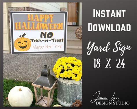 Halloween Yard Sign Image, INSTANT DOWNLOAD, Happy Halloween NO Trick ...