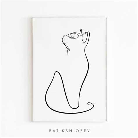 Minimalist Cat Line Art Print, Cat Drawing Poster, One Line Design ...