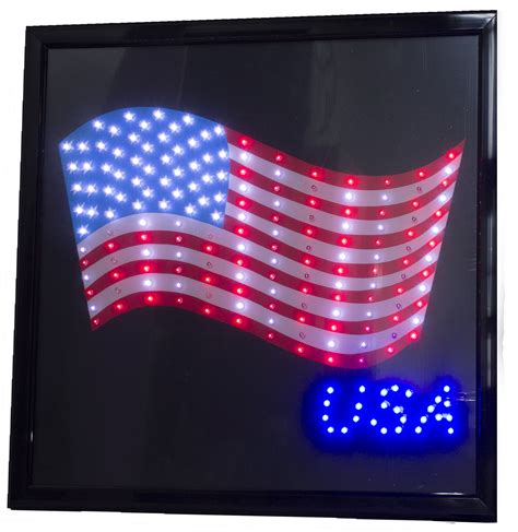 Printed American Flag USA 19" x 19" LED Sign with Hang Chain - Walmart ...