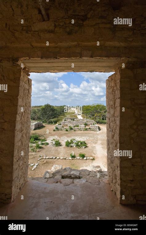 North America, Mexico, Yucatan, Merida, Dzibilchaltun. View of the ...