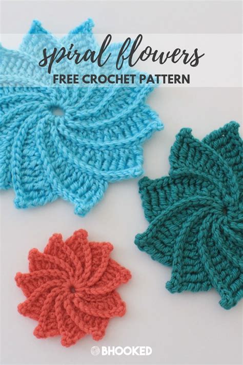 Spiral crochet flowers. Click through for the free pattern and video tutorial! #BHooked #Crochet ...