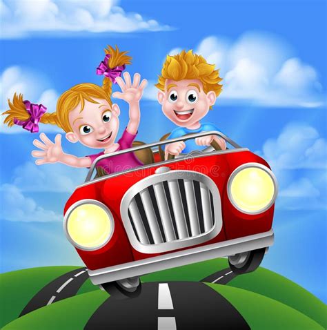 Cartoon Kids Driving Car stock vector. Illustration of person - 69150583