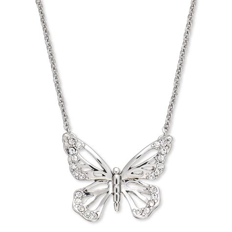 Fossil Silvertone Butterfly Pendant Necklace in Metallic - Lyst