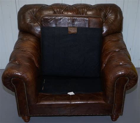 Large Vintage Aged Heritage Brown Leather Chesterfield Armchair Comfortable Halo at 1stDibs ...