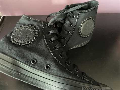 Converse-black Custom - Etsy