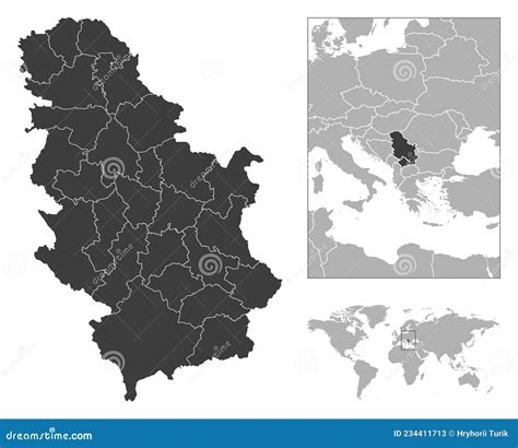 Serbia - Detailed Country Outline and Location on World Map. Stock Vector - Illustration of ...