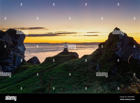 Kinbane Castle at Sunrise, Causeway coast, Northern Ireland Stock Photo - Alamy