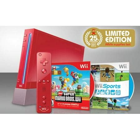 Nintendo Wii 25 Anniversary Edition Red Console with New Super Mario Bros and Wii Sports ...