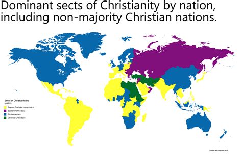 Dominant sects of Christianity by nation, including non-majority Christian nations. : r/MapPorn