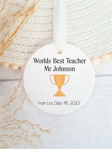 Personalised Worlds Best Teacher Trophy Ornament Teacher - Etsy