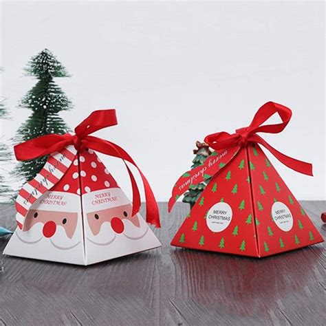 50pcs Christmas Candy Boxes Colored Gift Box Bake Small Wrapping Cartons Decorative Candy Boxes ...