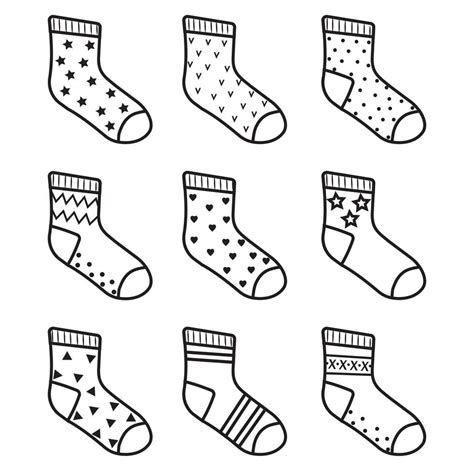 Children's socks, black outline, vector isolated illustration 11027229 ...