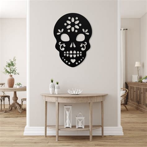 Sugar Skull Metal Wall Art, Mexican Skull Metal Sign, Decorative Skull ...