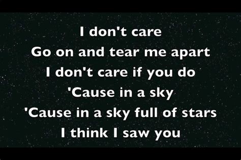 A Sky Full Of Stars Lyric Quotes, Lyrics, Sky Full Of Stars, Don't Care ...