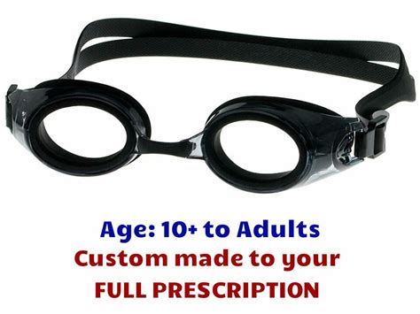 Made to Prescription Swim Goggles Adult Black with Custom Lenses ...