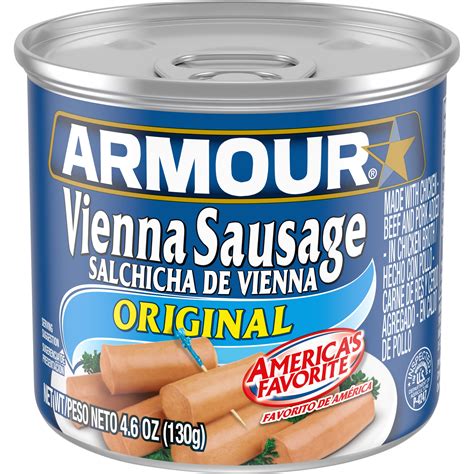 Armour Star Vienna Sausage, Original Flavor, Canned Sausage, 4.6 OZ ...