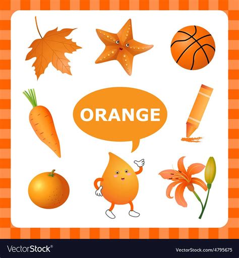 Learning Orange color Royalty Free Vector Image | Preschool color activities, Color activities ...