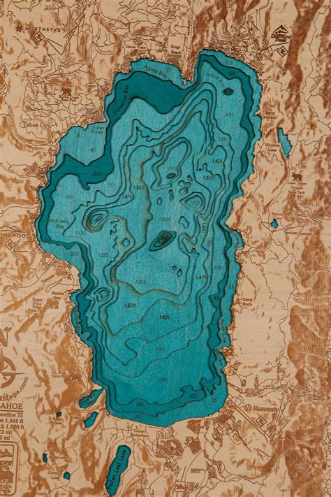 Lake Tahoe Hillshade 3D Wood Map – Tahoe Wood Maps