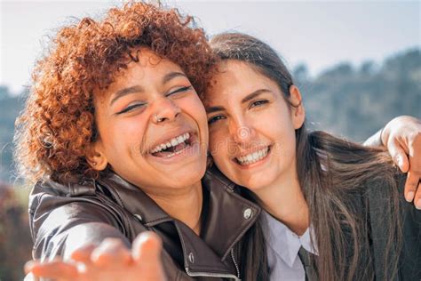 Young Girls Friends Smiling Stock Image - Image of happy, diversity ...