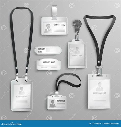 Set of Realistic Clear Plastic Badges Id Cards Holders Stock Vector ...