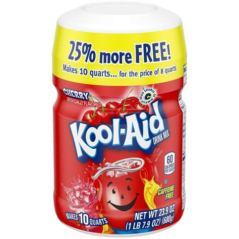 Kool-Aid Sugar-Sweetened Cherry Artificially Flavored Powdered Soft Drink Mix, 23.9 oz Canister ...