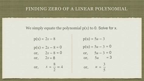 Finding zero of Linear Polynomial - YouTube