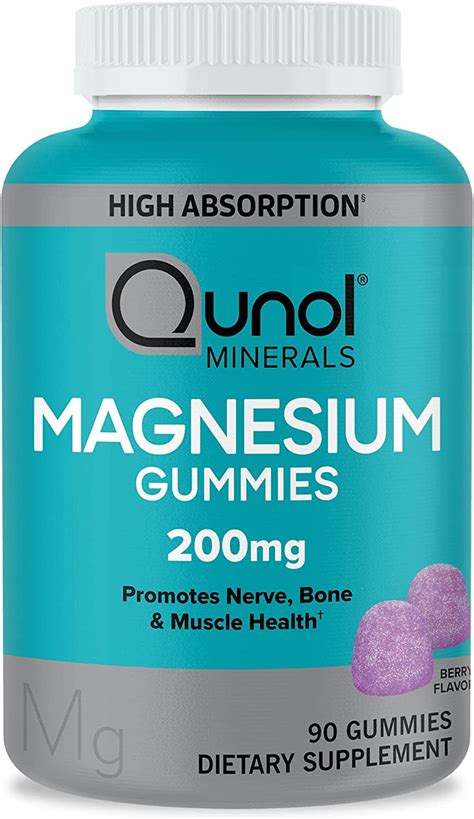 Magnesium Gummies for Adults, Qunol 200mg Magnesium Citrate Gummies, High Absorption Magnesium ...