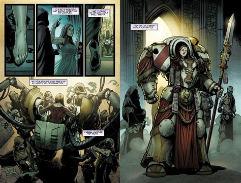 Inquisitor puts Terminator Armor on / "Will of Iron" comics / Illustrators: Tazio Bettin and ...