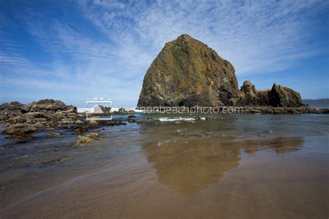 Haystack Rock Low Tide, Morning Light - Cannon Beach Photo