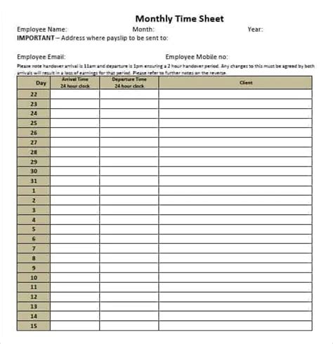 Monthly Timesheet Template Printable Timesheet Template Template - Riset