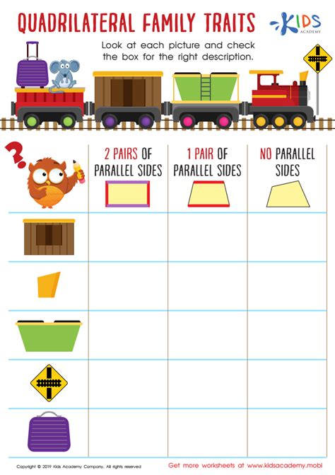 Quadrilateral Family Traits Worksheet for kids