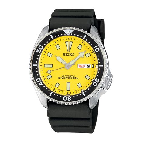 Seiko Mens Yellow Dial Automatic Divers Watch SKXA35