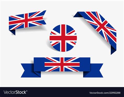 Great britain flag stickers and labels Royalty Free Vector