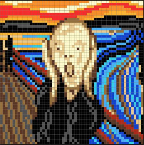 pixel art grid - Edvard Munch's The Scream Perler Bead Pixel Pattern ...