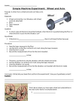 Simple Machines - Wheel and Axle Experiment by Rainey's 3rd Grade Adventures