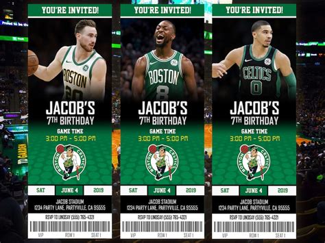 Boston Celtics Themed Ticket Invitation Boston Celtics | Etsy