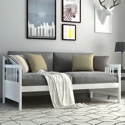 Costway Twin Size Wooden Slats Daybed Bed Sofa Support Platform Sturdy ...