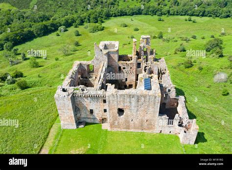 Elevated view of Crichton Castle in Midlothian, Scotland, UK Stock ...