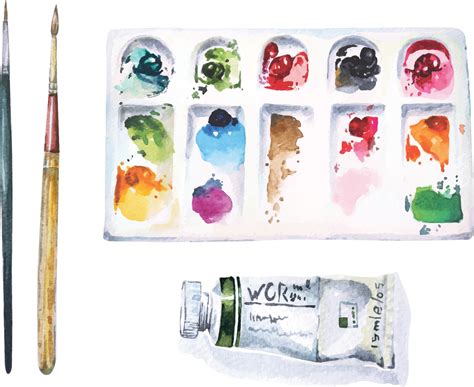 Art Supplies watercolor 3084369 Vector Art at Vecteezy