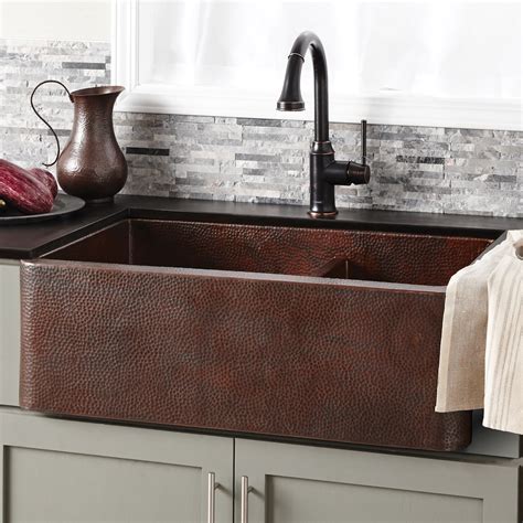 Native Trails Farmhouse Duet 33" Copper Farmhouse Sink, 60/40 Double B