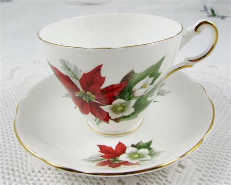 Regency Poinsettia Christmas Tea Cup and Saucer Christmas